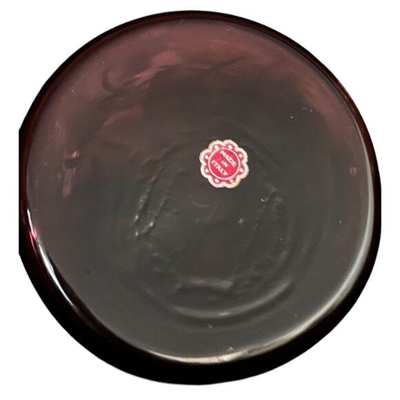 Italian Amethyst Purple Vintage Glass Decanter Bottle w/ Gold Trim & Stopper - Picture 2 of 5